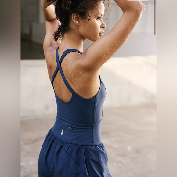 Free People Righteous Runsie Dark Blue Supernova FP Movement Sz L NWOT - Picture 2 of 7